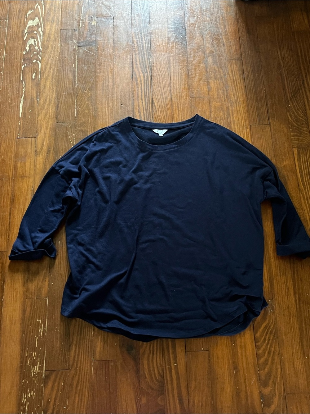 crown & ivy Navy Long-Sleeve Crewneck Sweater